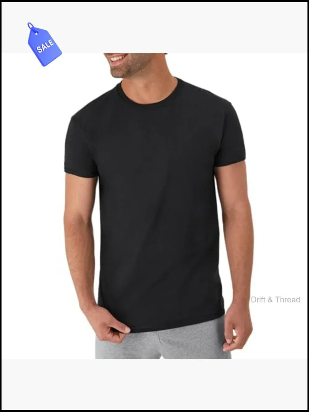 Men's Cotton Undershirts 6-Pack, Crew Neck, Moisture Wicking, Stays Tucked